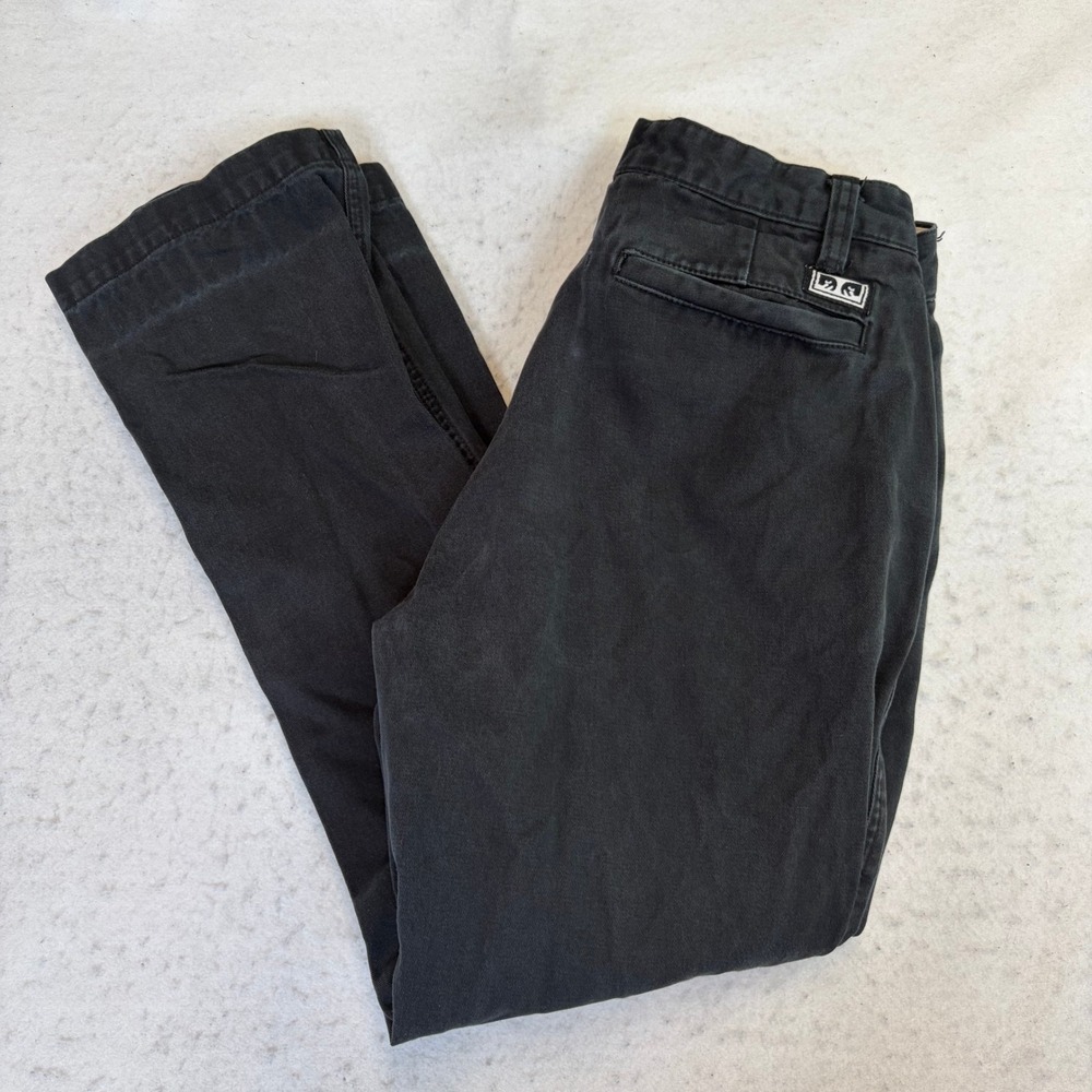Obey Chino Pants Mens 30 Black Pleated Twill Skate Trousers